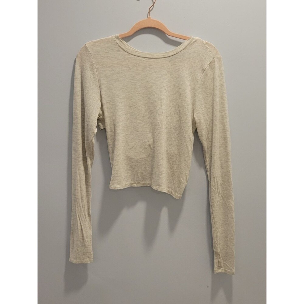 NUX Women's Lightweight Long-Sleeve Crew Top - Oatmeal Size M